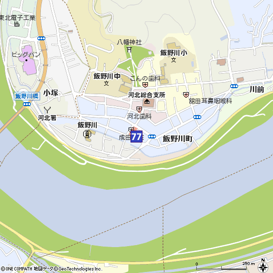 飯野川支店付近の地図